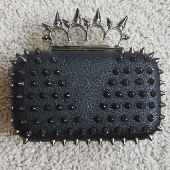 Black spikey clutch purse/bag - Picture 1 of 6